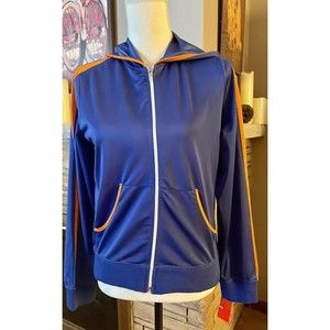 NWT Gloria Vanderbilt Women's Sporty Y2K Satiny Casual Blue Orange Hoodie Size M
